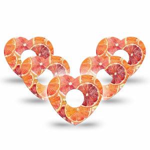 ExpressionMed Oranges Freestyle Libre 3 and Libre 3 Plus Heart, 5-Pack Summer citrus slices Overlay Tape for Continuous Glucose Monitor