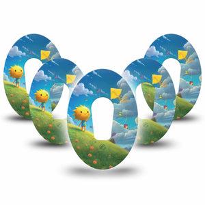 ExpressionMed Summer Kite Dexcom G6 Tape, 5-Pack Tape Joyful Sunny Character, Plaster Continuous Glucose Monitor Design