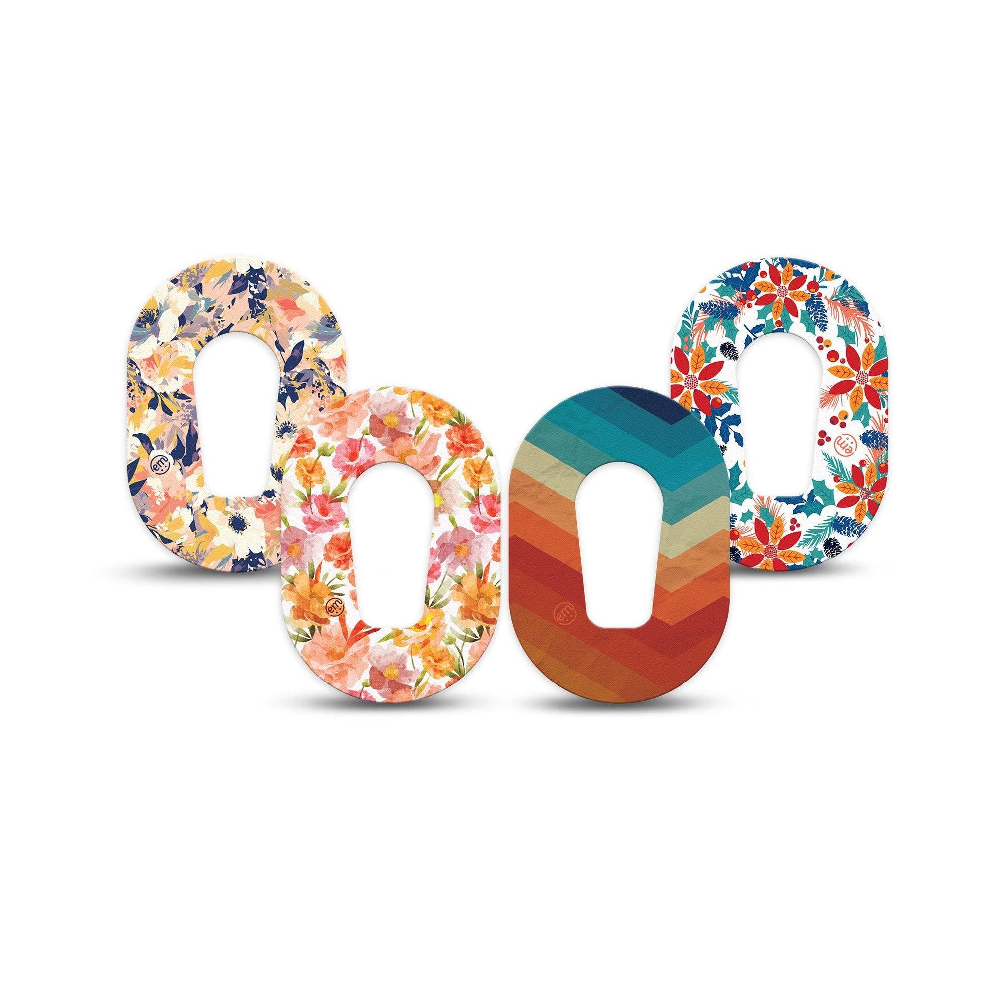 ExpressionMed Jewel Tone Glow Variety Pack Dexcom G6 Mini Tape, 4-Pack Tape Variety Fall Florals, Adhesive Tape CGM Design