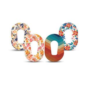 ExpressionMed Jewel Tone Glow Variety Pack Dexcom G6 Mini Tape, 4-Pack Tape Variety Fall Florals, Adhesive Tape CGM Design