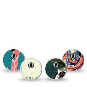 ExpressionMed Action Crew Variety Pack Variety Pack Freestyle Libre 3 Sticker, 4-Pack Sticker Variety Cute Daring Animals, Decorative Decal CGM Design