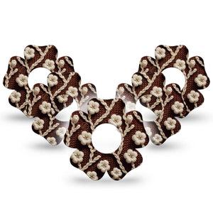 ExpressionMed Cozy Sweater Infusion Set Flower Shape Tape 10-Pack Tape Knit Blossoms, Plaster Continuous Glucose Monitor Design