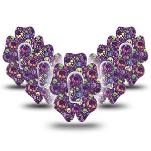 ExpressionMed Neon Skulls Dexcom G6 Flower Shape Tape, 5-Pack Tape and 5-Pack Sticker Art Skulls Stars, Adhesive Patch Continuous Glucose Monitor Design