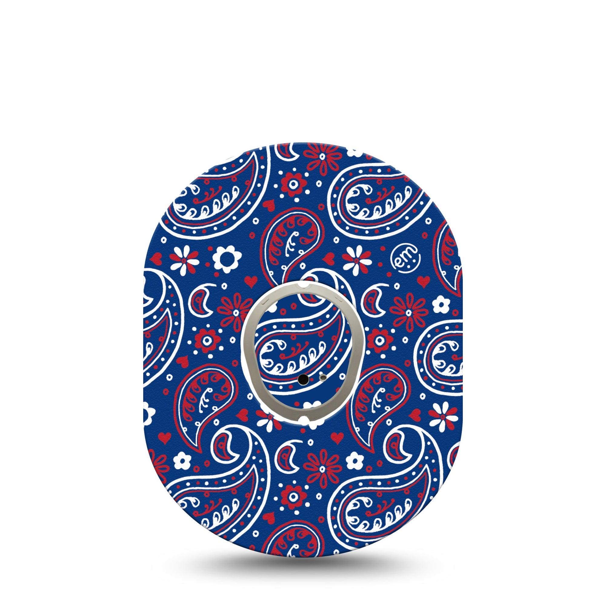 ExpressionMed Independence Paisley Dexcom G7 Tape, Dexcom Stelo Glucose Biosensor System, Single Tape and Single Sticker Independence Day Paisley, Overlay Tape CGM Design