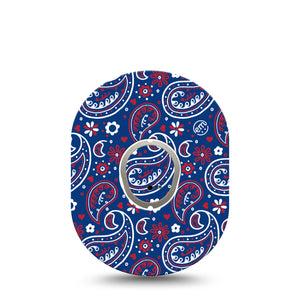 ExpressionMed Independence Paisley Dexcom G7 Tape, Dexcom Stelo Glucose Biosensor System, Single Tape and Single Sticker Independence Day Paisley, Overlay Tape CGM Design
