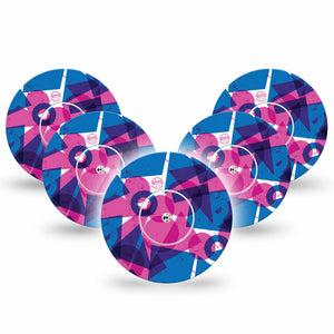 ExpressionMed Super Man Freestyle Libre and Libre 2 Plus Tape, Abbott Lingo, 5-Pack Tape and 5-Pack Sticker Circle Square Triangle Print, Fixing Ring Tape Continuous Glucose Monitor Design