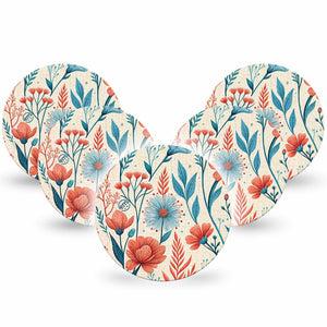 ExpressionMed Desert Wildflower Freestyle Libre, Libre 2 Plus, and Abbott Lingo OverPatch, 5-Pack Red and teal florals Best Covers for CGM