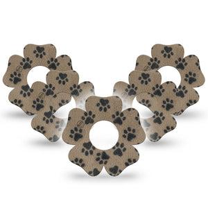 ExpressionMed Fuzzy Pawprints Infusion Flower, 10-Pack Fleece like paw pattern Fixing Ring Patch For Pump