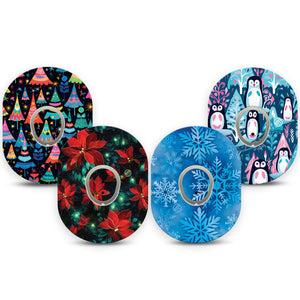 ExpressionMed North Pole Dexcom G7 and Dexcom Stelo Glucose Biosensor System, 4-Pack Tape and 4-Pack Sticker Christmas Decoration Overlay Patch for CGM