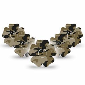 ExpressionMed Camo Freestyle Libre 3 and Libre 3 Plus Flower Shape Tape 5-Pack Tape and 5-Pack Sticker Urban Gray Overlay Tape CGM Design