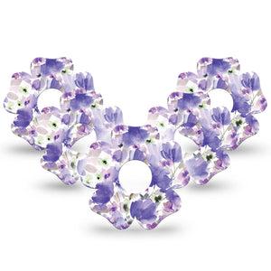 ExpressionMed Italian Blooms Freestyle Libre 3 Flower Shape Tape 5-Pack Lilac Lavender Flowers Plaster CGM Design