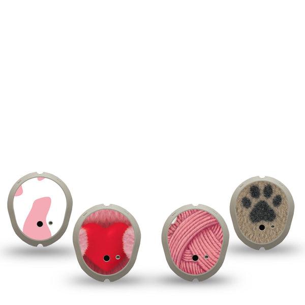 ExpressionMed Cozy Critters Dexcom G7 and Dexcom Stelo Glucose Biosensor System Sticker, 4-Pack Sticker Cuddly animal assortment Sensor Cover for Continuous Glucose Monitor