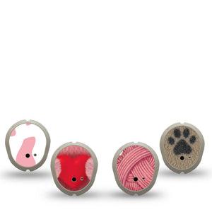 ExpressionMed Cozy Critters Dexcom G7 and Dexcom Stelo Glucose Biosensor System Sticker, 4-Pack Sticker Cuddly animal assortment Sensor Cover for Continuous Glucose Monitor