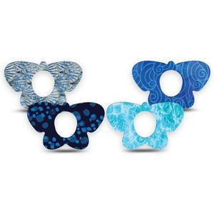 ExpressionMed Coastal Blues Dexcom G7 and Dexcom Stelo Glucose Biosensor System Butterfly, 4-Pack Tape style Accessories for CGM