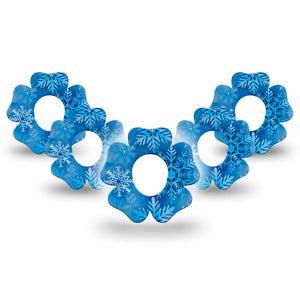 ExpressionMed Falling Snow Dexcom G7 Flower Shape Tape, Dexcom Stelo Glucose Biosensor System, 5-Pack Tape Frozen Crystals, Plaster CGM Design