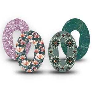 ExpressionMed Sage Petals Variety Pack Dexcom G6 Tape, 4-Pack Tape Variety, Green Petals, Plaster Continuous Glucose Monitor Design