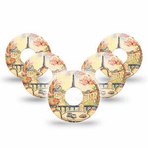 ExpressionMed Café Terrace Freestyle Libre 3 and Libre 3 Plus, 5-Pack Watercolor cafe Sensor Decoration for CGM