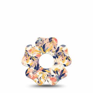 ExpressionMed Tinted Blooms Freestyle Libre 3 Flower Shape Tape Single Artwork Peach Blue Garden Plaster CGM Design