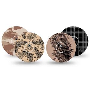 ExpressionMed Black and Tan Variety Pack Variety Pack Freestyle Libre 3 and Libre 3 Plus Sticker and Tape  Grunge Style Inspired Designs, Vinyl Sticker and Tape Pairing CGM Design