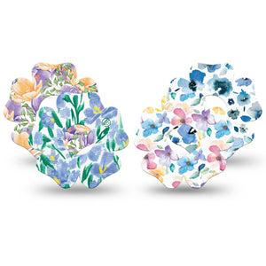 ExpressionMed Dusky Meadow Variety Pack Freestyle Libre 3 and Libre 3 Plus Flower Shape Tape 4-Pack Tape Spring Colors Flowers, Plaster CGM Design