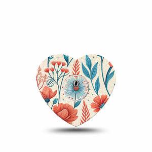 ExpressionMed Desert Wildflower Freestyle Libre 3 and Libre 3 Plus Heart, Single Tape and Single Sticker Color-rich botanical print Patch for CGM