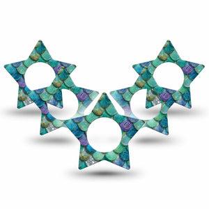 ExpressionMed Mermaid Scales Freestyle Libre, Libre 2 Plus, and Abbott Lingo Star, 5-Pack aquatic texture design Accessories for Continuous Glucose Monitor