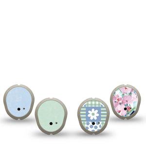 ExpressionMed Soft Balance Dexcom G7 and Dexcom Stelo Glucose Biosensor System Sticker, 4-Pack Sticker Soft color floral Sensor Cover for Continuous Glucose Monitor