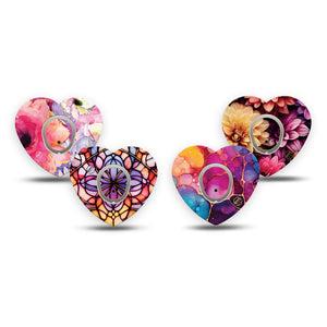 ExpressionMed Prism Ink Dexcom G7 and Dexcom Stelo Glucose Biosensor System Heart, tape and sticker rainbow ink style Vinyl Decoration for CGM