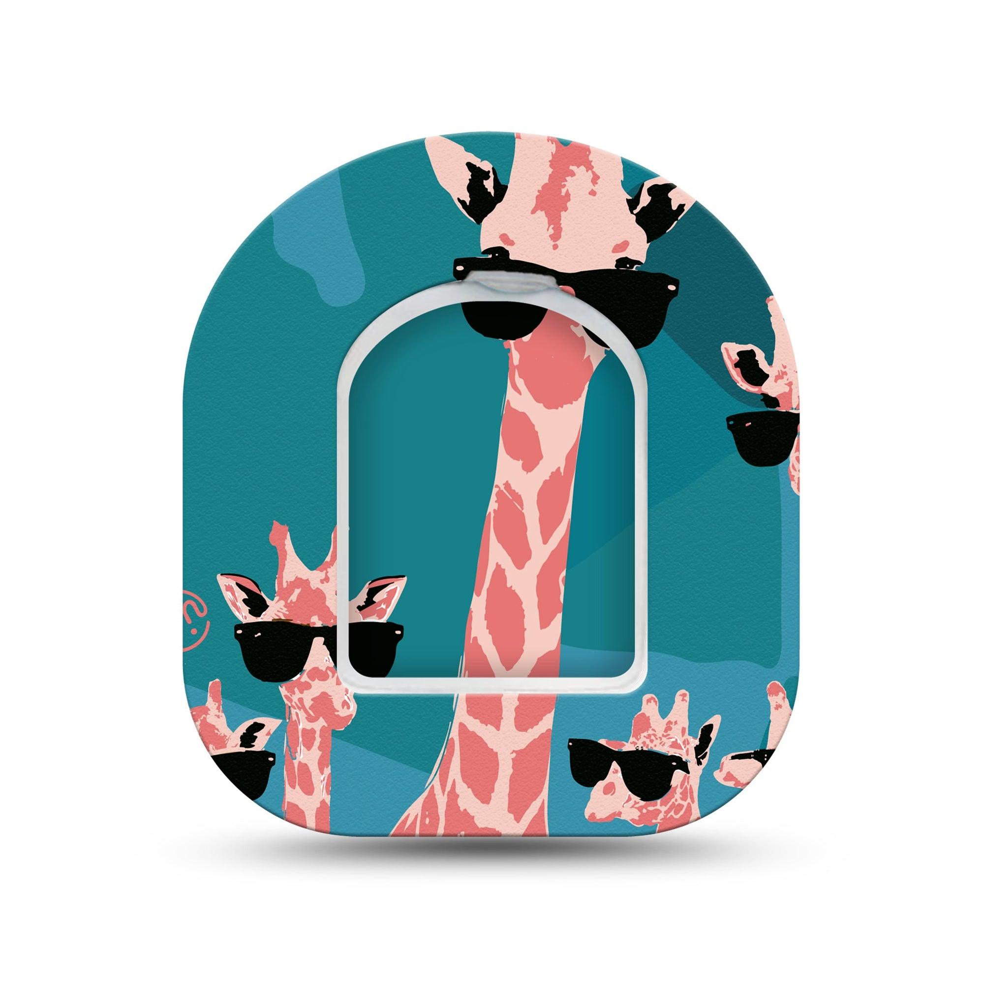 ExpressionMed Cool Giraffes Omnipod Surface Center Sticker and Mini Tape Group Of Cool Giraffes Themed Vinyl Sticker and Tape Design Pump Design