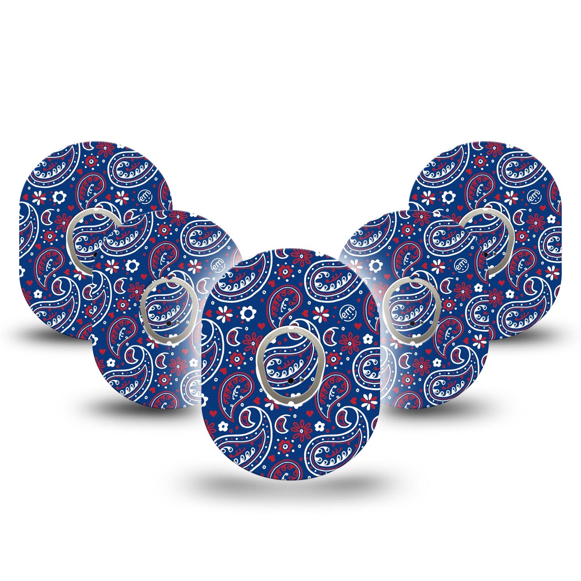 ExpressionMed Independence Paisley Dexcom G7 Tape, Dexcom Stelo Glucose Biosensor System, 5-Pack Tape and 5-Pack Sticker Classic Paisley Pattern, Overlay Tape CGM Design