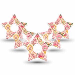ExpressionMed Blush Freestyle Libre 3 and Libre 3 Plus Star, 5-Pack soft pink design Decorative Patch for Continuous Glucose Monitor