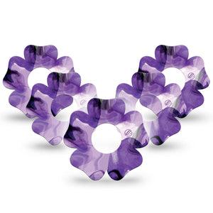 ExpressionMed Purple Storm Infusion Set Flower Shape Tape 10-Pack Stormy purple pattern Overlay Tape Continuous Glucose Monitor Design