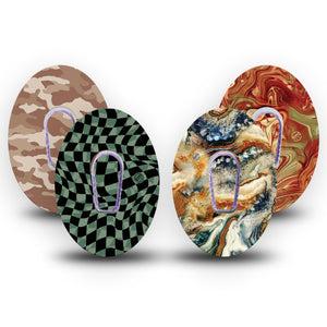 ExpressionMed Canyon Marbles Dexcom G6 Tape 4-Pack Tape and 4-Pack Stickers Variety Multiple Bold Element Designs Plaster CGM Design