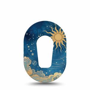 ExpressionMed Mystic Skies Dexcom G6 Mini, Single Tape Whimsical sun and stars Adhesive Tape for CGM