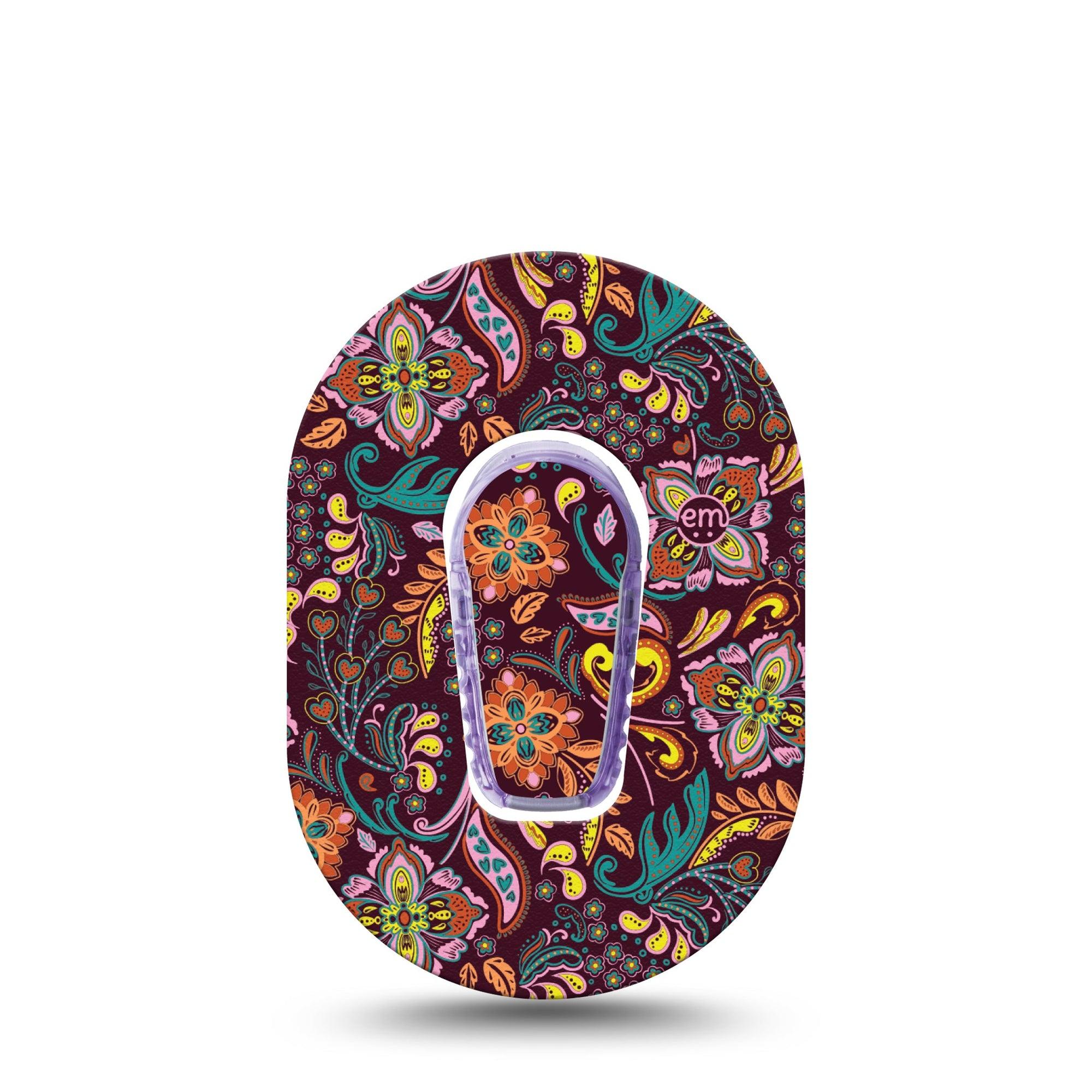 ExpressionMed Ornate Floral Dexcom G6 Mini Tape Single Tape and Single Sticker Fall Palette Flowers, Adhesive Tape CGM Design