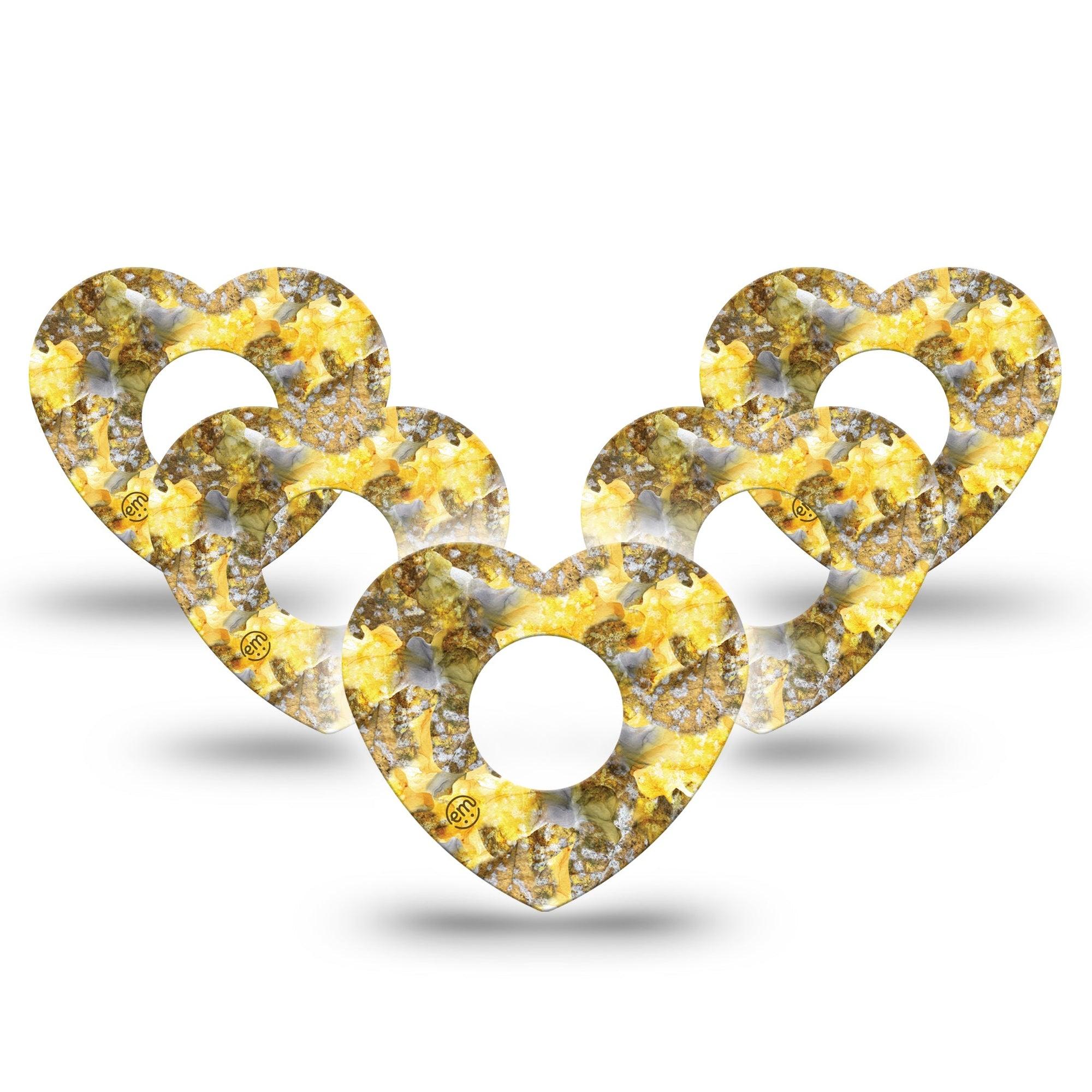 ExpressionMed Fall Camo Infusion Set Heart Shape Tape 10-Pack Hunting Yellow Camo Inspired Adhesive Tape Continuous Glucose Monitor Design