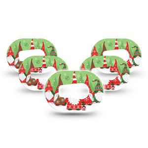 ExpressionMed Holiday Gnomies Dexcom G6 Mini Tape 5-Pack Tape Holiday Cheery Gnomes, Adhesive Tape CGM Design