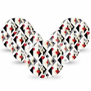 ExpressionMed Playing Cards Freestyle Libre and Libre 2 Plus Overpatch, Abbott Lingo, 5-Pack Tape Red White Gray Colored Playing Cards, Fixing Ring Patch CGM Design