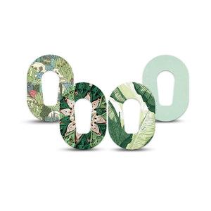 ExpressionMed Tropical Greens Dexcom G6 Mini, 4-Pack Tape botanical green design Waterproof Sensor Cover for Continuous Glucose Monitor