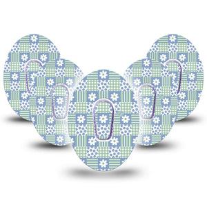ExpressionMed Patchwork Flowers Dexcom G6, 5-Pack Tape and 5-Pack Sticker Spring patchwork Decorative Decal for CGM