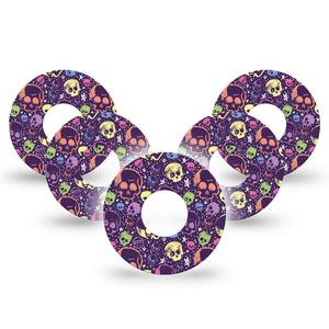 ExpressionMed Neon Skulls Infusion Set Tape, 10-Pack Tape Luminous Glow Skull Inspired, Overlay Patch Continuous Glucose Monitor Design