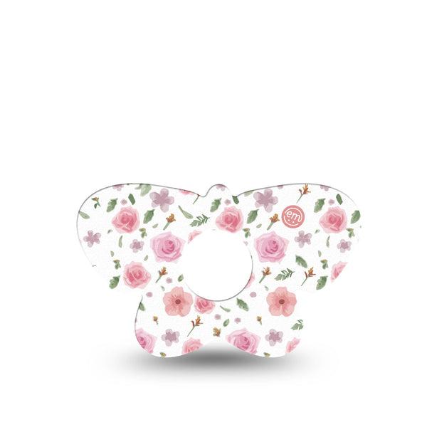 ExpressionMed Pastel Flower Freestyle Libre 3 and Libre 3 Plus Butterfly Shape Tape Single Tape Delicate Florals, Plaster CGM Design