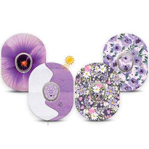 ExpressionMed Purple Hues Variety Pack Dexcom G7 Sticker and Tape, Dexcom Stelo Glucose Biosensor System,  Light-Reactive Purple, Vinyl Sticker and Tape Pairing Continuous Glucose Monitor Design