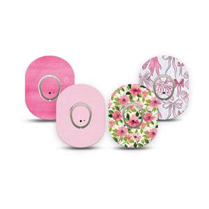 ExpressionMed Soft Pink Dexcom G7 and Dexcom Stelo Glucose Biosensor System Mini, tape and sticker  Graceful pink patterns Adhesive Tape for CGM