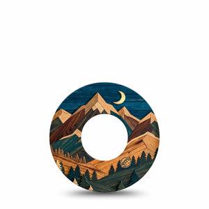 ExpressionMed Wood Mountains Freestyle Libre, Libre 2 Plus, and Abbott Lingo, Single Tape earthy outdoor graphic Fixing Ring Patch for CGM