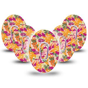 ExpressionMed Retro Brush Stroke Dexcom G6 Tape 5-Pack Tape and 5-Pack Sticker Tropical-Inspired Bright Pattern Plaster Continuous Glucose Monitor Design