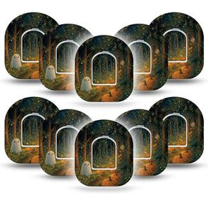 ExpressionMed Woodland Ghost Omnipod, 10-Pack Tape + 10-Pack Sticker spooky forest ghost Overlay Patch For Insulin Pump