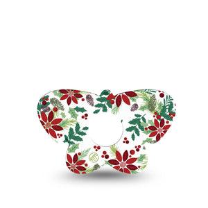 ExpressionMed Christmas Wreath Freestyle Libre 3 Butterfly Shape Tape Single Tape Holiday Time Cheery Wreath, Overlay Patch CGM Design