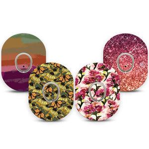 ExpressionMed Harvest Petals Variety Pack Dexcom G7 Tape, Dexcom Stelo Glucose Biosensor System, 4-Pack Tape and 4-Pack Sticker Variety, Earthy Tone Fall, Overlay Tape CGM Design