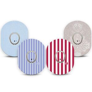 ExpressionMed Washed Classics Dexcom G7 and Dexcom Stelo Glucose Biosensor System, tape and sticker  vintage red blue Decorative Decal for CGM